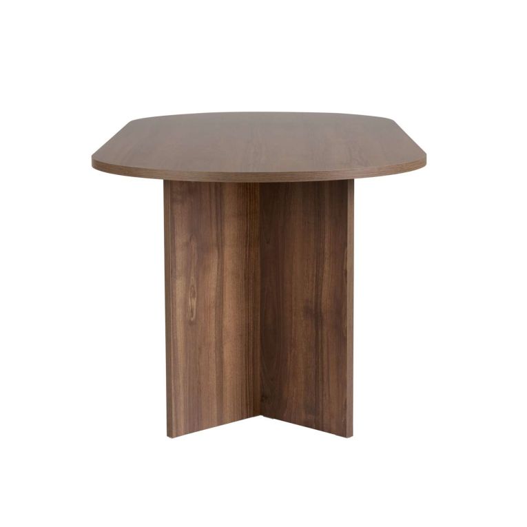 Tavolo Fisso Marrone Noce 6 Posti Forma Ovale 200x90x75h cm, Materiale Piano in Legno Nobilitato - Nofalota