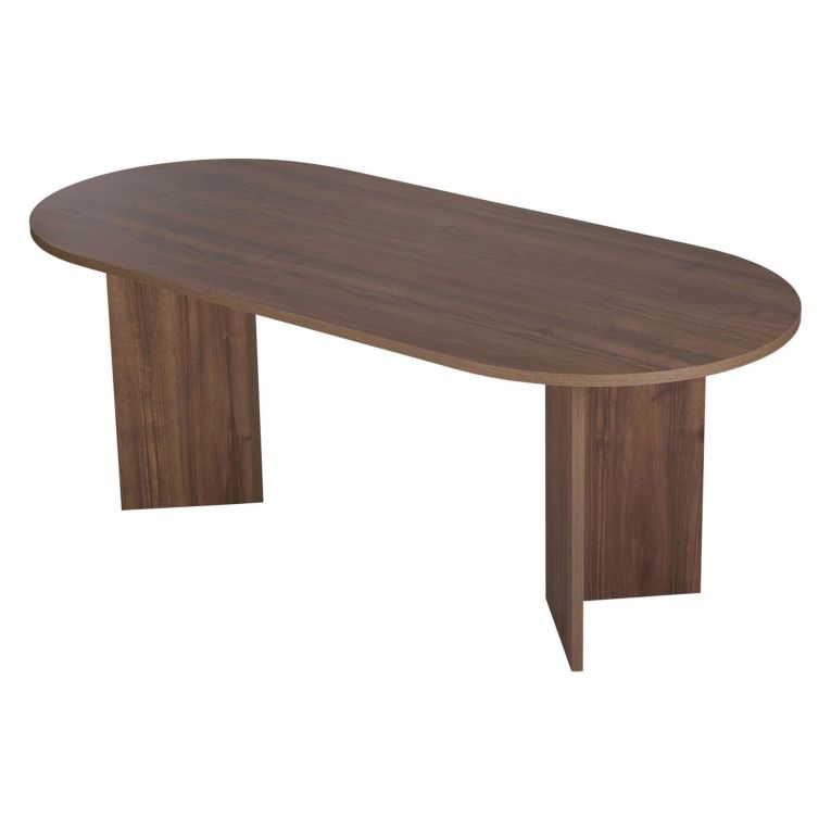 Tavolo Fisso Marrone Noce 6 Posti Forma Ovale 200x90x75h cm, Materiale Piano in Legno Nobilitato - Nofalota