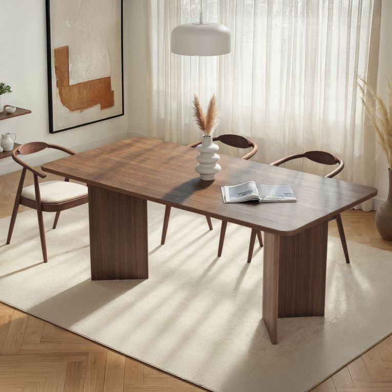 Tavolo Fisso Marrone Noce 6 Posti Forma Rettangolare 180x90x75h cm, Materiale Piano in Legno Nobilitato - Noleme