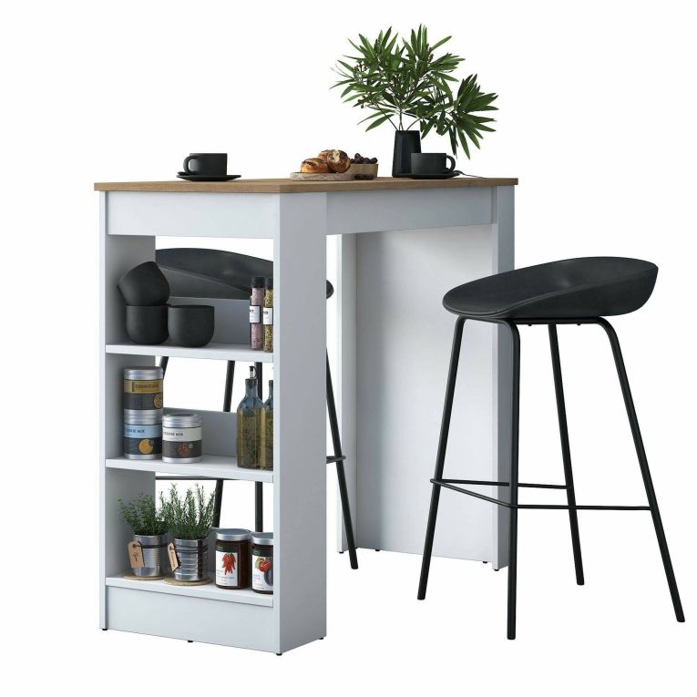 Tavolo Fisso Marrone Noce Bianco 2 Posti 120x50x100h cm, Forma Rettangolare - Assan