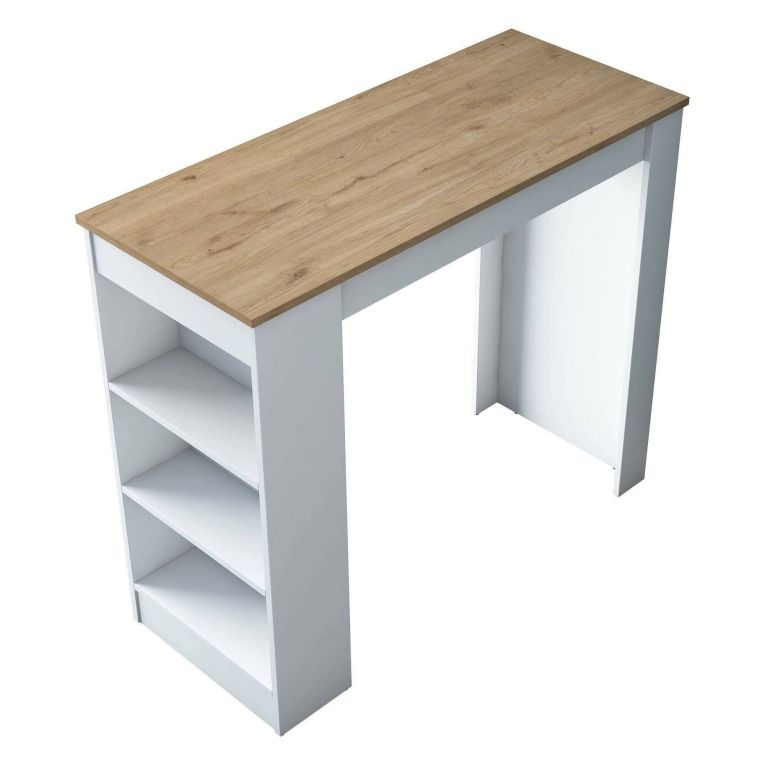 Tavolo Fisso Marrone Noce Bianco 2 Posti 120x50x100h cm, Forma Rettangolare - Assan