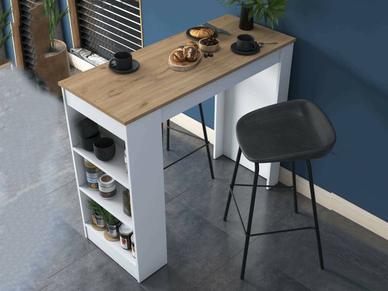 Tavolo Fisso Marrone Noce Bianco 2 Posti 120x50x100h cm, Forma Rettangolare - Assan