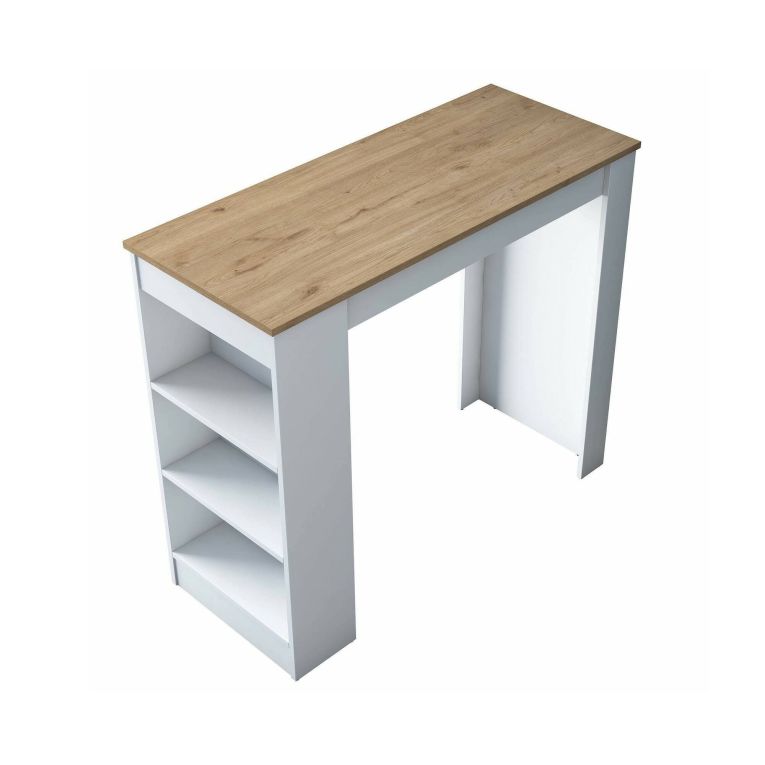 Tavolo Fisso Marrone Noce Bianco 2 Posti Forma Rettangolare 120x50x100h cm, Sfumatura Colore Struttura Noce - Assan