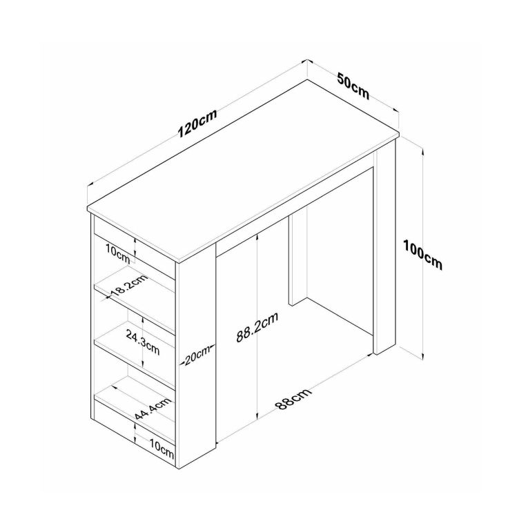 Tavolo Fisso Marrone Noce Bianco 2 Posti Forma Rettangolare 120x50x100h cm, Sfumatura Colore Struttura Noce - Assan