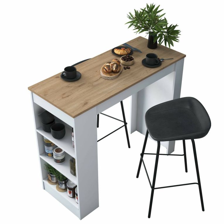 Tavolo Fisso Marrone Noce Bianco 2 Posti Forma Rettangolare 120x50x100h cm, Sfumatura Colore Struttura Noce - Assan