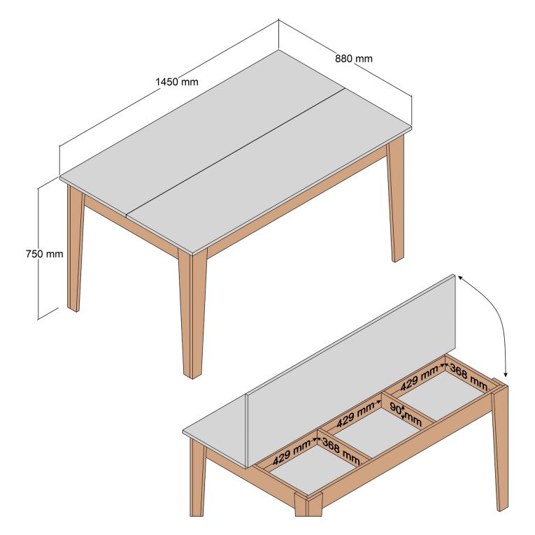 Tavolo Fisso Marrone Noce Bianco Marmo 6 Posti Forma Rettangolare 145x88x75h cm, Peso Supportato 120 kg - Viverone