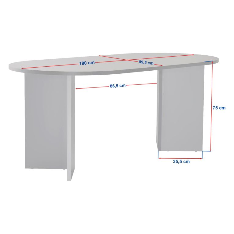 Tavolo Fisso Marrone Noce Scuro 6 Posti Forma Ovale 180x90x75h cm, Materiale Piano in Legno Nobilitato - Monterano