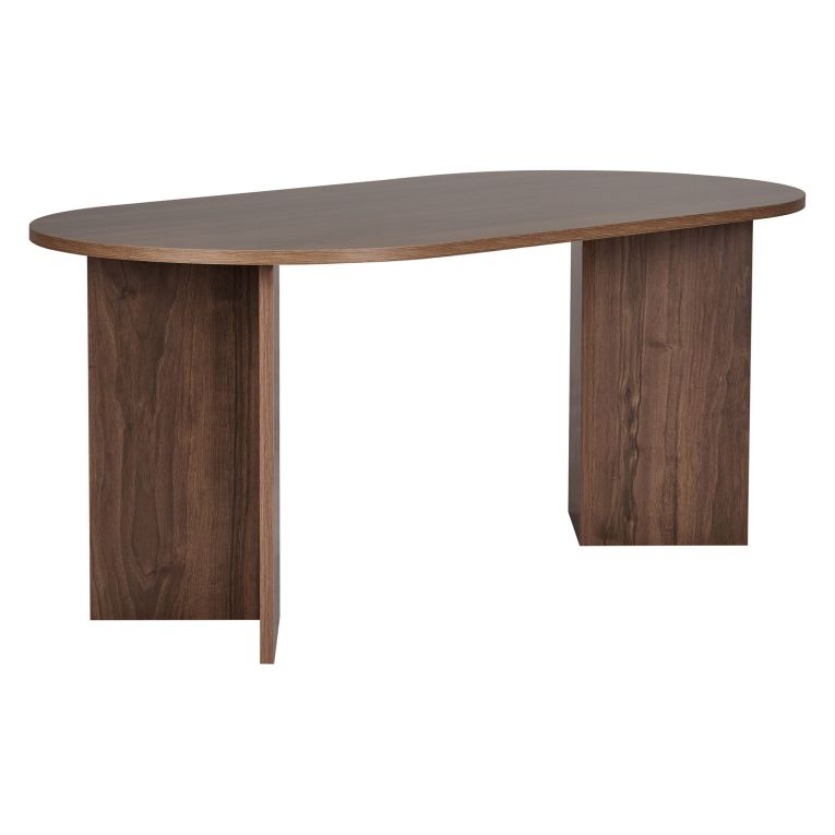 Tavolo Fisso Marrone Noce Scuro 6 Posti Forma Ovale 180x90x75h cm, Materiale Piano in Legno Nobilitato - Monterano
