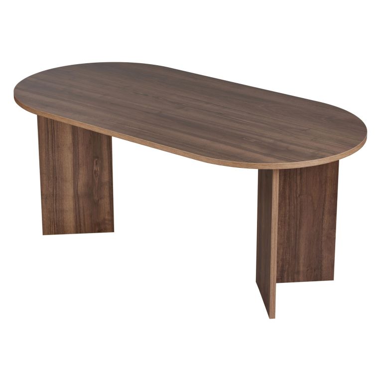 Tavolo Fisso Marrone Noce Scuro 6 Posti Forma Ovale 180x90x75h cm, Materiale Piano in Legno Nobilitato - Monterano