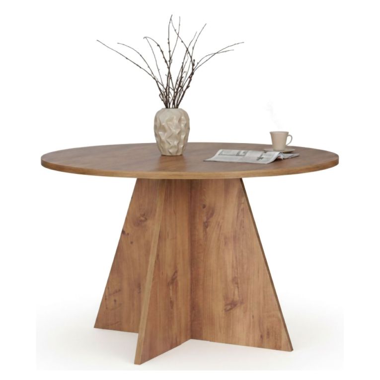 Tavolo Fisso Marrone Rovere 4 Posti Forma Rotondo 120x120x75h cm, Peso Supportato 60 kg - Racale