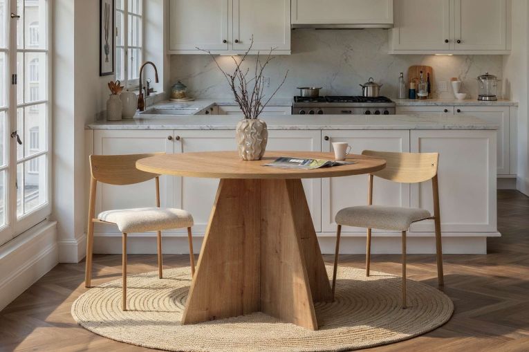 Tavolo Fisso Marrone Rovere 4 Posti Forma Rotondo 120x120x75h cm, Peso Supportato 60 kg - Racale