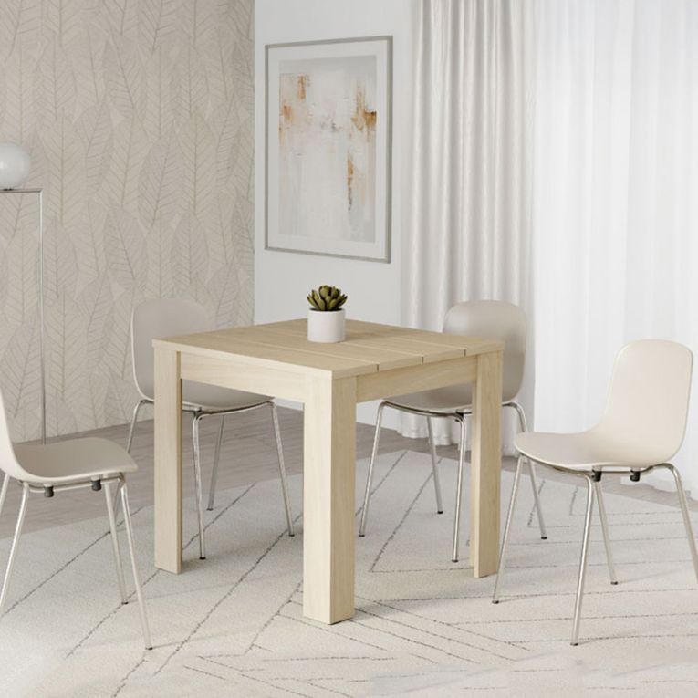 Tavolo Fisso Marrone Rovere 4 Posti Ripiano Effetto Dogato 80x80x76h cm, Forma Quadrato - Trosa