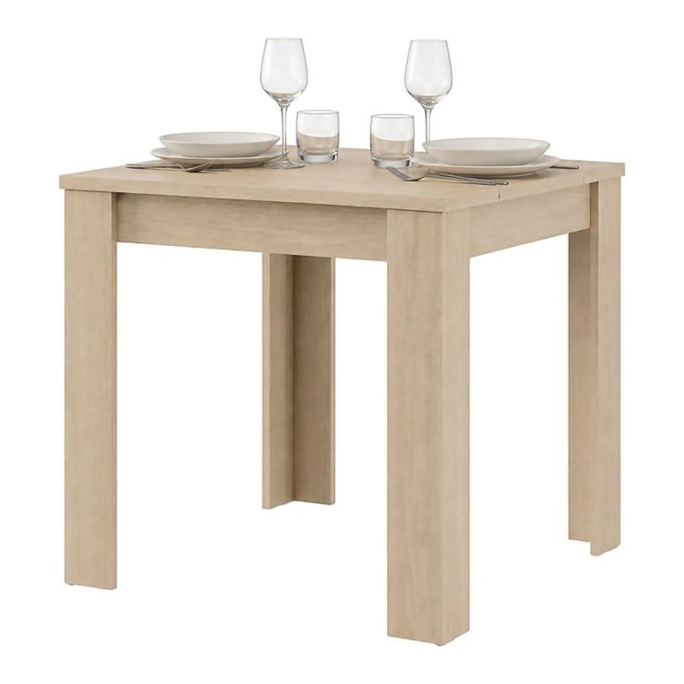 Tavolo Fisso Marrone Rovere 4 Posti Ripiano Effetto Dogato 80x80x76h cm, Forma Quadrato - Trosa