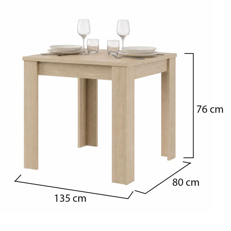 Tavolo Fisso Marrone Rovere 4 Posti Ripiano Effetto Dogato 80x80x76h cm, Forma Quadrato - Trosa