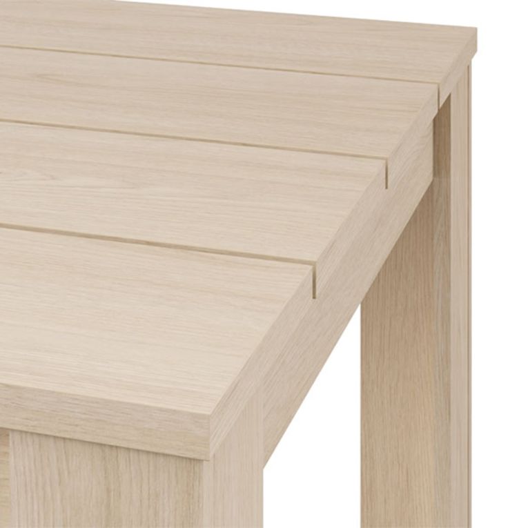 Tavolo Fisso Marrone Rovere 4 Posti Ripiano Effetto Dogato 80x80x76h cm, Forma Quadrato - Trosa