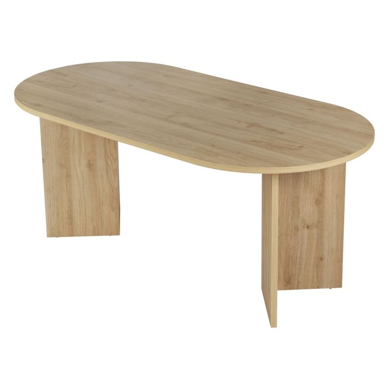Tavolo Fisso Marrone Rovere 6 Posti Forma Ovale 180x90x75h cm, Materiale Piano in Legno Nobilitato - Monterano