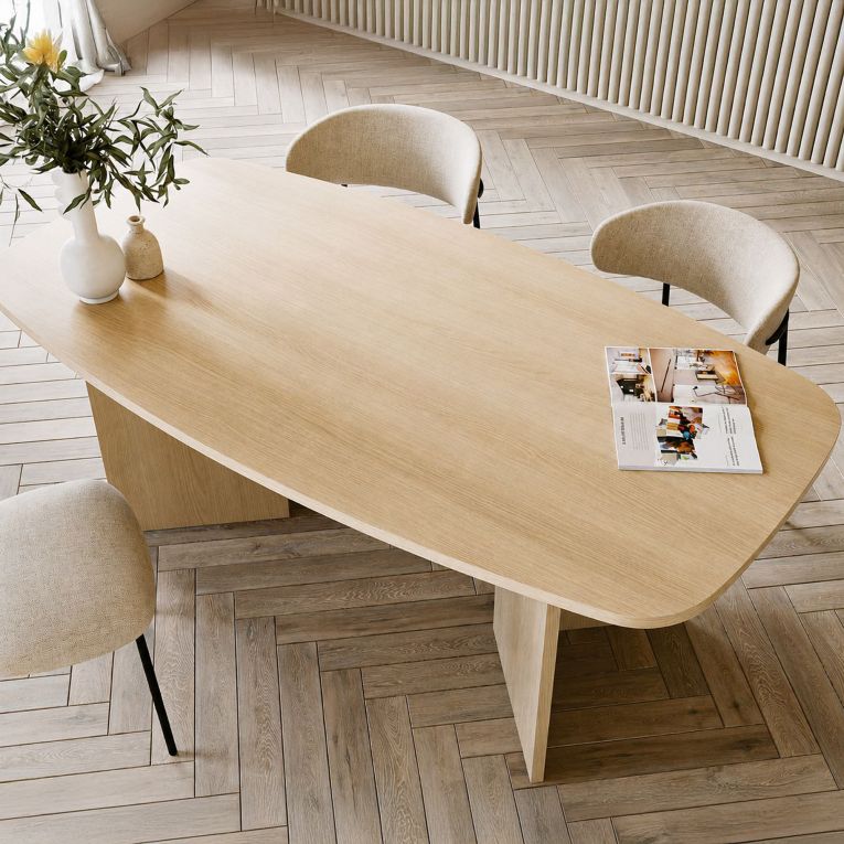 Tavolo Fisso Marrone Rovere 6 Posti Forma Ovale 190x100x75h cm, Sfumatura Colore Struttura Rovere - Milani