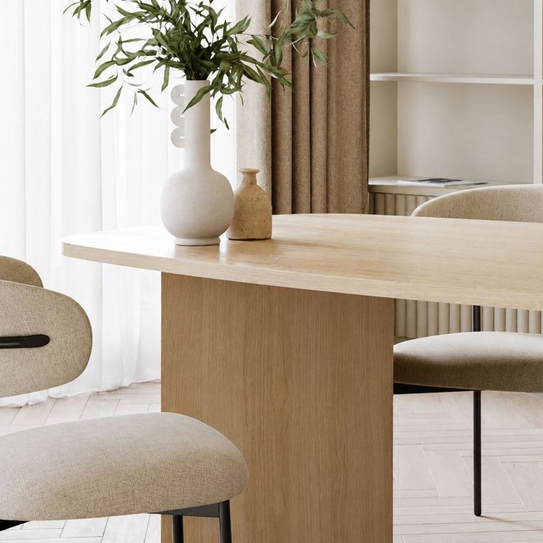 Tavolo Fisso Marrone Rovere 6 Posti Forma Ovale 190x100x75h cm, Sfumatura Colore Struttura Rovere - Milani