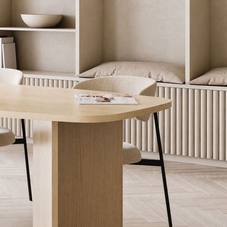 Tavolo Fisso Marrone Rovere 6 Posti Forma Ovale 190x100x75h cm, Sfumatura Colore Struttura Rovere - Milani