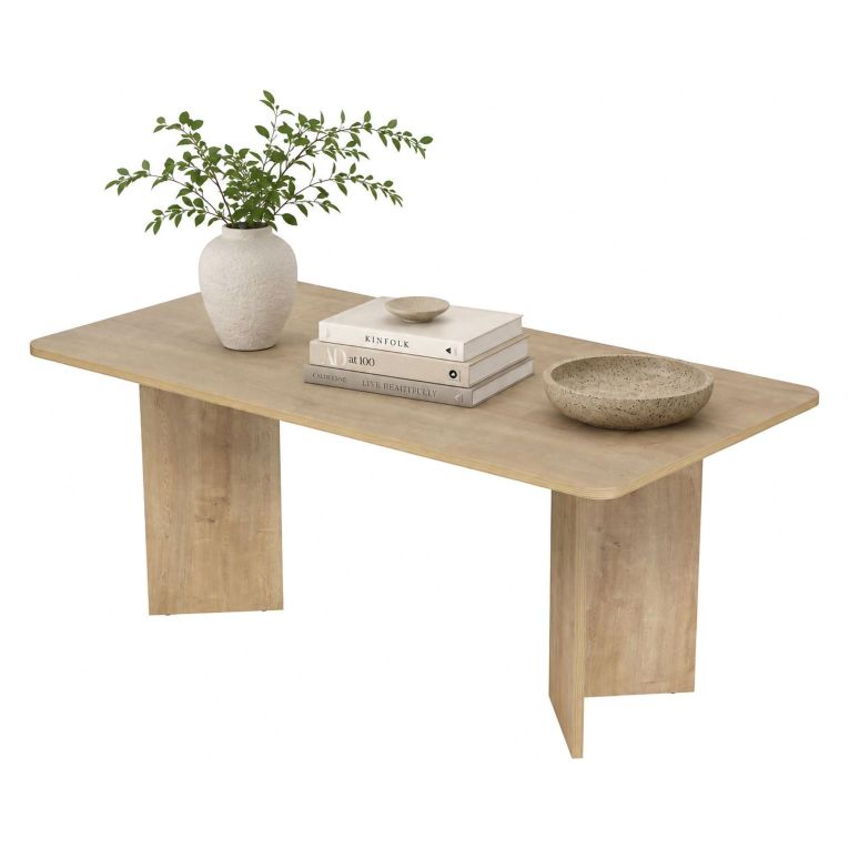 Tavolo Fisso Marrone Rovere 6 Posti Forma Rettangolare 180x90x75h cm, Materiale Piano in Legno Nobilitato - Noleme
