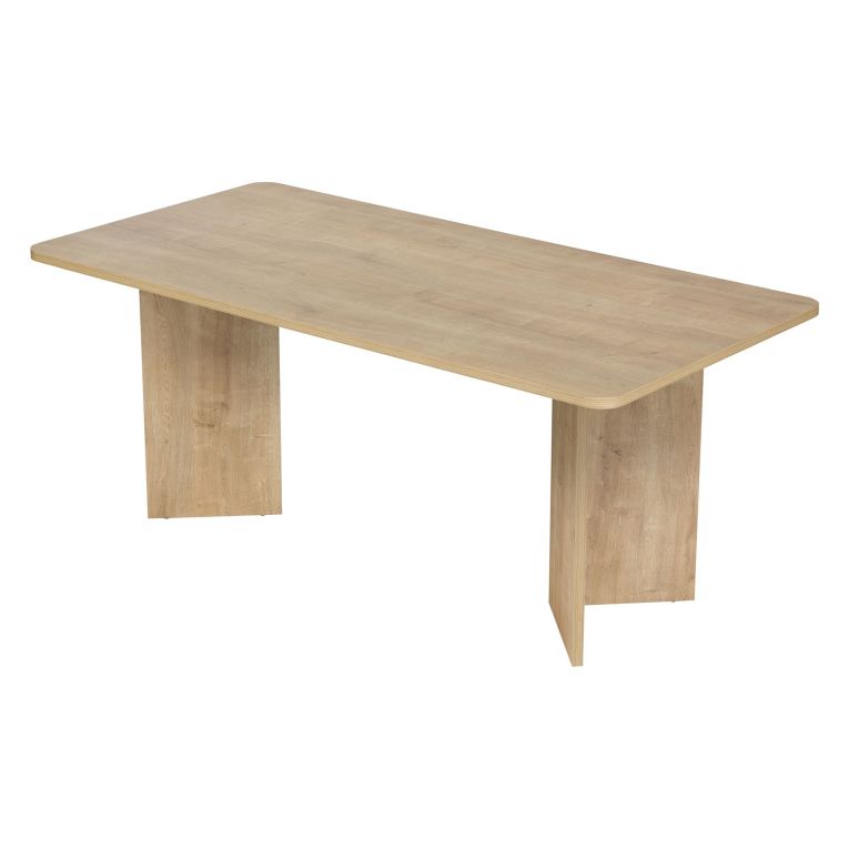 Tavolo Fisso Marrone Rovere 6 Posti Forma Rettangolare 180x90x75h cm, Materiale Piano in Legno Nobilitato - Noleme