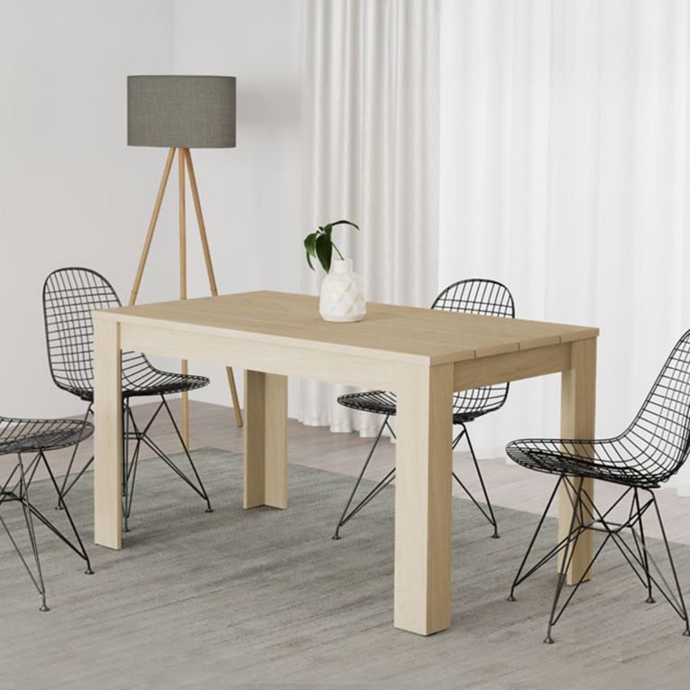 Tavolo Fisso Marrone Rovere 6 Posti Ripiano Effetto Dogato 135x80x76h cm, Forma Rettangolare - Luarca