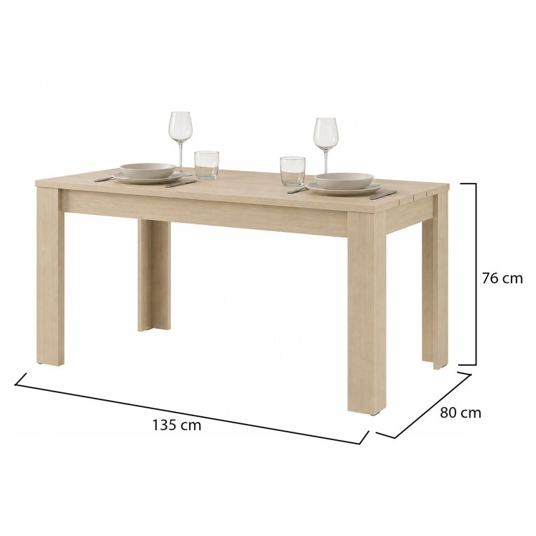 Tavolo Fisso Marrone Rovere 6 Posti Ripiano Effetto Dogato 135x80x76h cm, Forma Rettangolare - Luarca