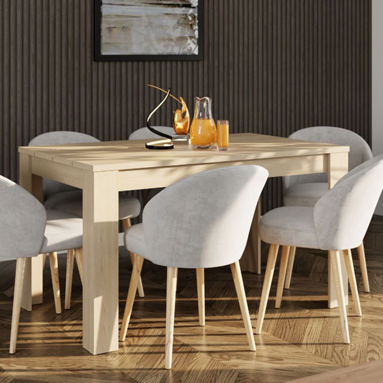 Tavolo Fisso Marrone Rovere 6 Posti Ripiano Effetto Dogato 135x80x76h cm, Forma Rettangolare - Luarca