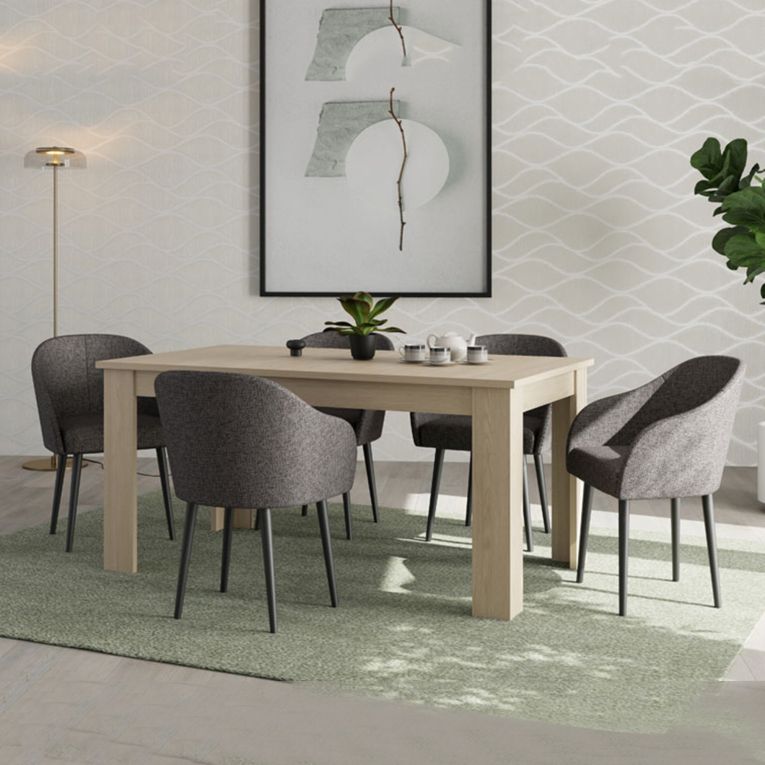 Tavolo Fisso Marrone Rovere 8 Posti Forma Rettangolare 160x90x77h cm, Sfumatura Colore Struttura Rovere - Rifred