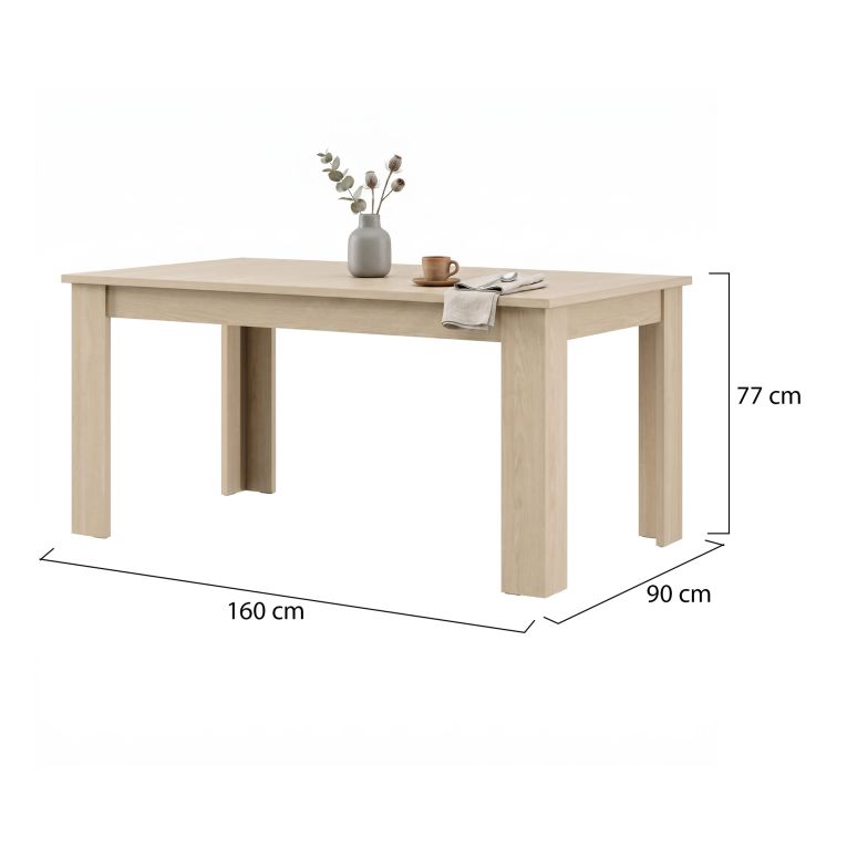 Tavolo Fisso Marrone Rovere 8 Posti Forma Rettangolare 160x90x77h cm, Sfumatura Colore Struttura Rovere - Rifred