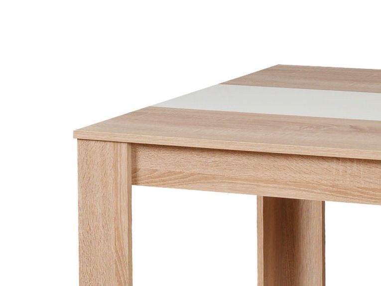 Tavolo Fisso Marrone Rovere Bianco 6 Posti Forma Rettangolare 135x80.5x74.5h cm, Colore Struttura Bianco - Simala