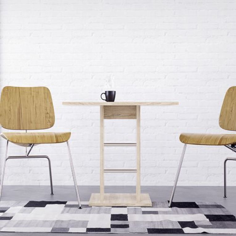 Tavolo Fisso Marrone Rovere Grigio 4 Posti Dettagli in Metallo 76x76x74h cm, Forma Quadrato - Livala