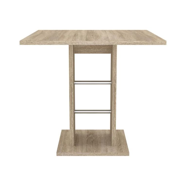 Tavolo Fisso Marrone Rovere Grigio 4 Posti Dettagli in Metallo 76x76x74h cm, Forma Quadrato - Livala