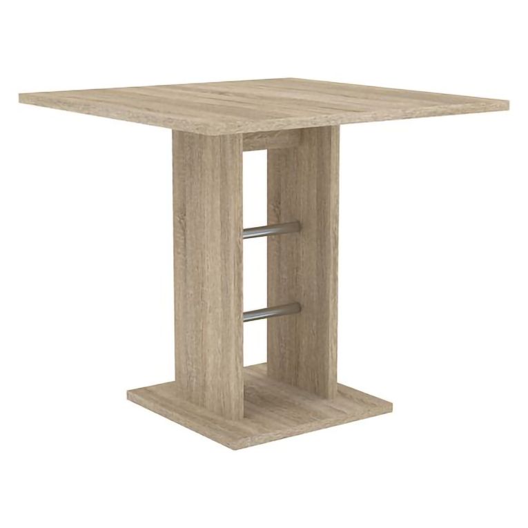 Tavolo Fisso Marrone Rovere Grigio 4 Posti Dettagli in Metallo 76x76x74h cm, Forma Quadrato - Livala
