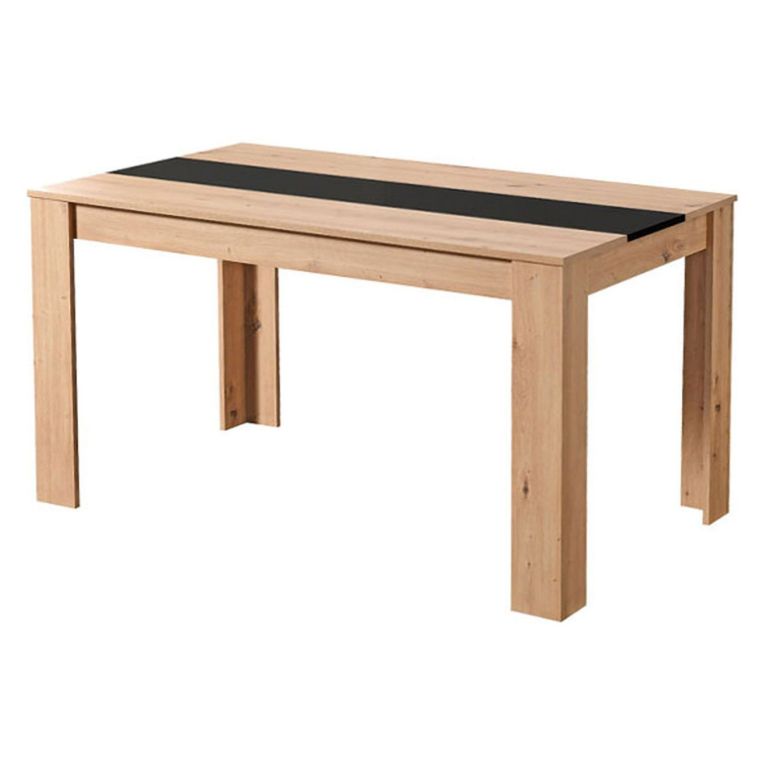 Tavolo Fisso Marrone Rovere Nero 6 Posti Forma Rettangolare 135x80.5x74.5h cm, Colore Struttura Nero - Simala