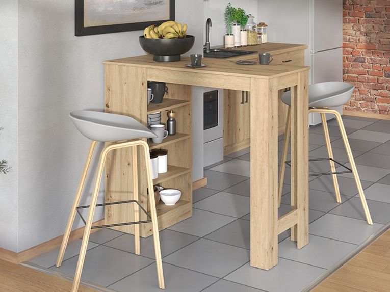 Tavolo Fisso Marrone Rovere Nodi 2 Posti Forma Rettangolare 120x50x105h cm, Materiale Piano in Legno Nobilitato - Sedriano