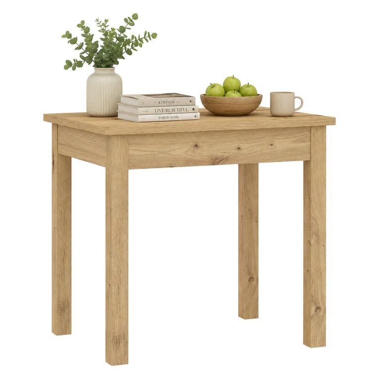 Tavolo Fisso Marrone Rovere Nodi 4 Posti Forma Quadrato 75x55x76h cm, Sfumatura Colore Struttura Rovere Nodi - Loda