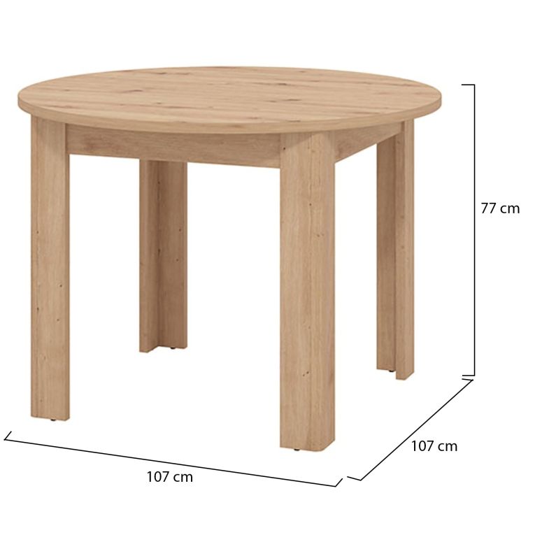 Tavolo Fisso Marrone Rovere Nodi 4 Posti Forma Rotondo 106.5x106.5x76.5h cm, Materiale Piano in Legno Nobilitato - Gorlago