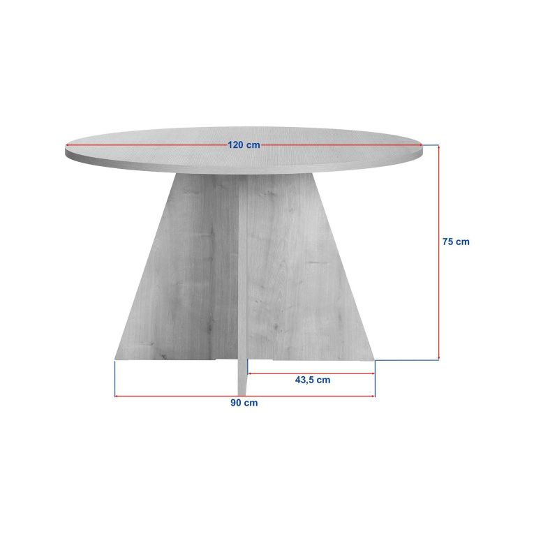 Tavolo Fisso Marrone Rovere Nodi 4 Posti Forma Rotondo 120x120x75h cm, Peso Supportato 60 kg - Racale