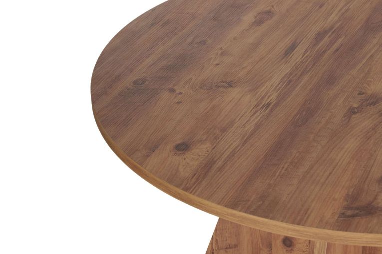 Tavolo Fisso Marrone Rovere Nodi 4 Posti Forma Rotondo 120x120x75h cm, Peso Supportato 60 kg - Racale