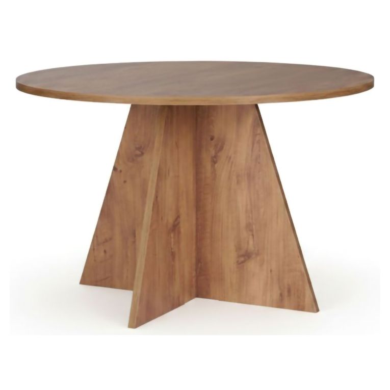 Tavolo Fisso Marrone Rovere Nodi 4 Posti Forma Rotondo 120x120x75h cm, Peso Supportato 60 kg - Racale