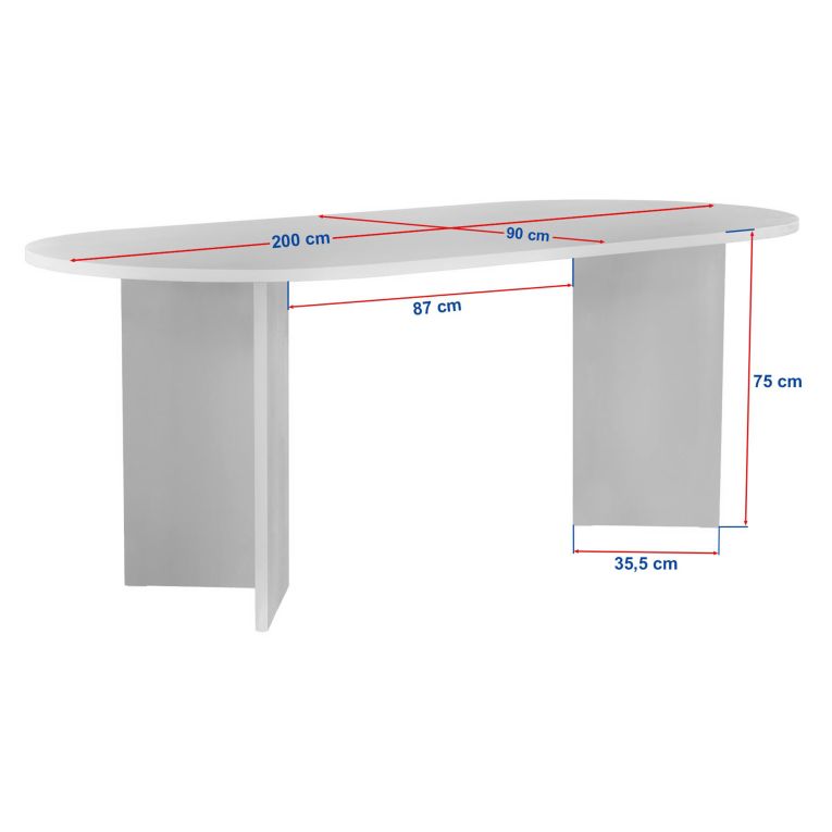 Tavolo Fisso Marrone Rovere Nodi 6 Posti Forma Ovale 200x90x75h cm, Materiale Piano in Legno Nobilitato - Nofalota