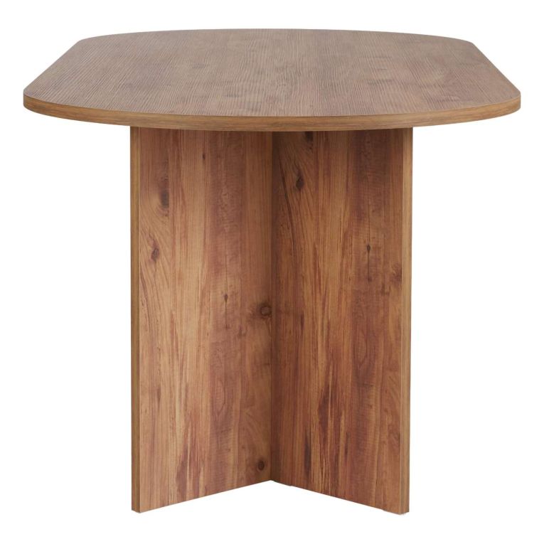 Tavolo Fisso Marrone Rovere Nodi 6 Posti Forma Ovale 200x90x75h cm, Materiale Piano in Legno Nobilitato - Nofalota