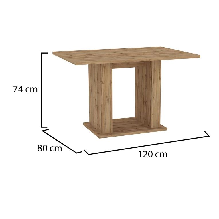 Tavolo Fisso Marrone Rovere Nodi 6 Posti Forma Rettangolare 120x80x74h cm, Sfumatura Colore Struttura Rovere Nodi - Litenane