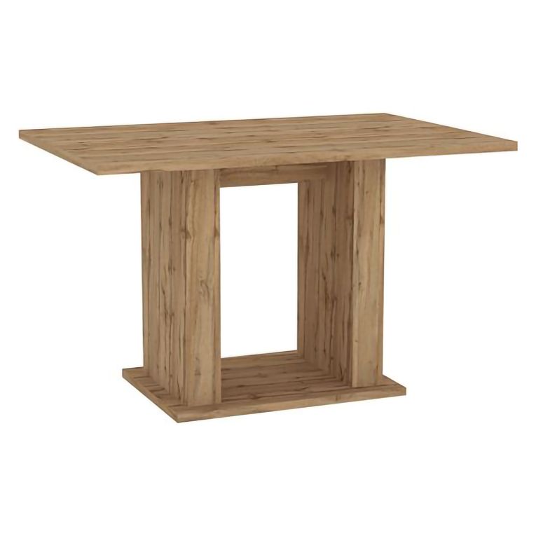 Tavolo Fisso Marrone Rovere Nodi 6 Posti Forma Rettangolare 120x80x74h cm, Sfumatura Colore Struttura Rovere Nodi - Litenane