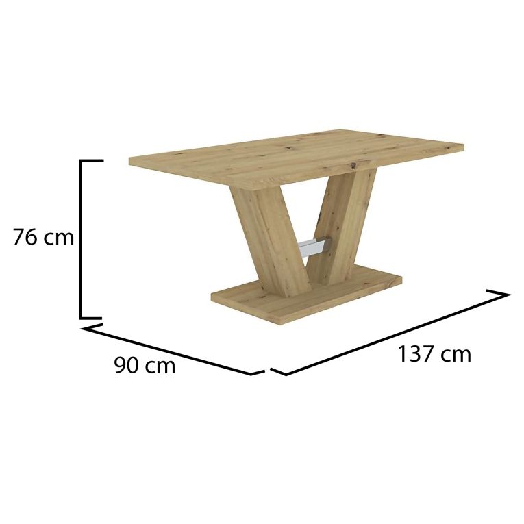 Tavolo Fisso Marrone Rovere Nodi 6 Posti Forma Rettangolare 137x90x76h cm, Sfumatura Colore Struttura Rovere Nodi - Liteneso