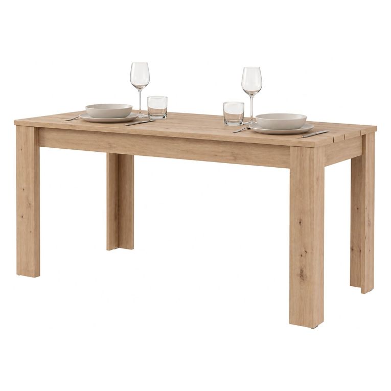 Tavolo Fisso Marrone Rovere Nodi 6 Posti Ripiano Effetto Dogato 135x80x76h cm, Forma Rettangolare - Luarca