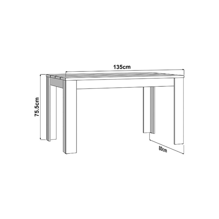 Tavolo Fisso Marrone Rovere Nodi 6 Posti Ripiano Effetto Dogato 135x80x76h cm, Forma Rettangolare - Luarca