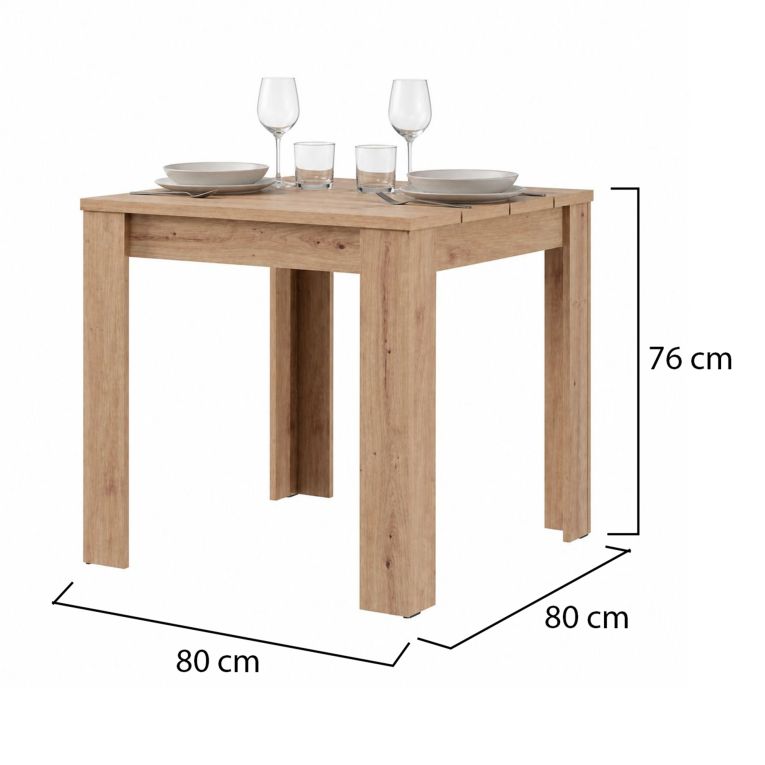 Tavolo Fisso Marrone Rovere Nodi 6 Posti Ripiano Effetto Dogato 80x80x76h cm, Forma Quadrato - Trosa