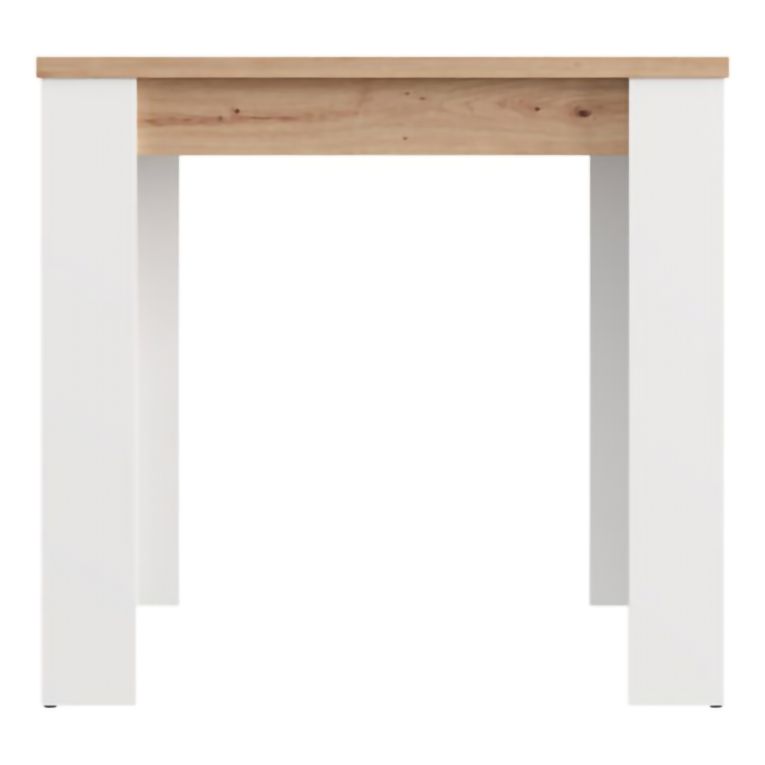 Tavolo Fisso Marrone Rovere Nodi Bianco 4 Posti Ripiano Effetto Dogato 80x80x76h cm, Forma Quadrato - Trosa